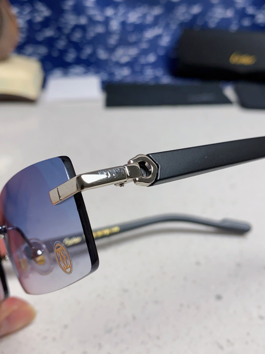 Cartier Lightweight Rimless Silver Lens Sunglasses for Men & Women - 465903 - detail image 7
