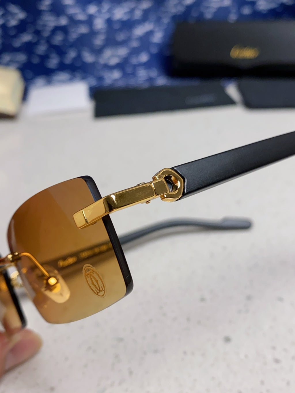 Cartier Lightweight Rimless Brown Lens Sunglasses for Men & Women - 465905 - detail image 7