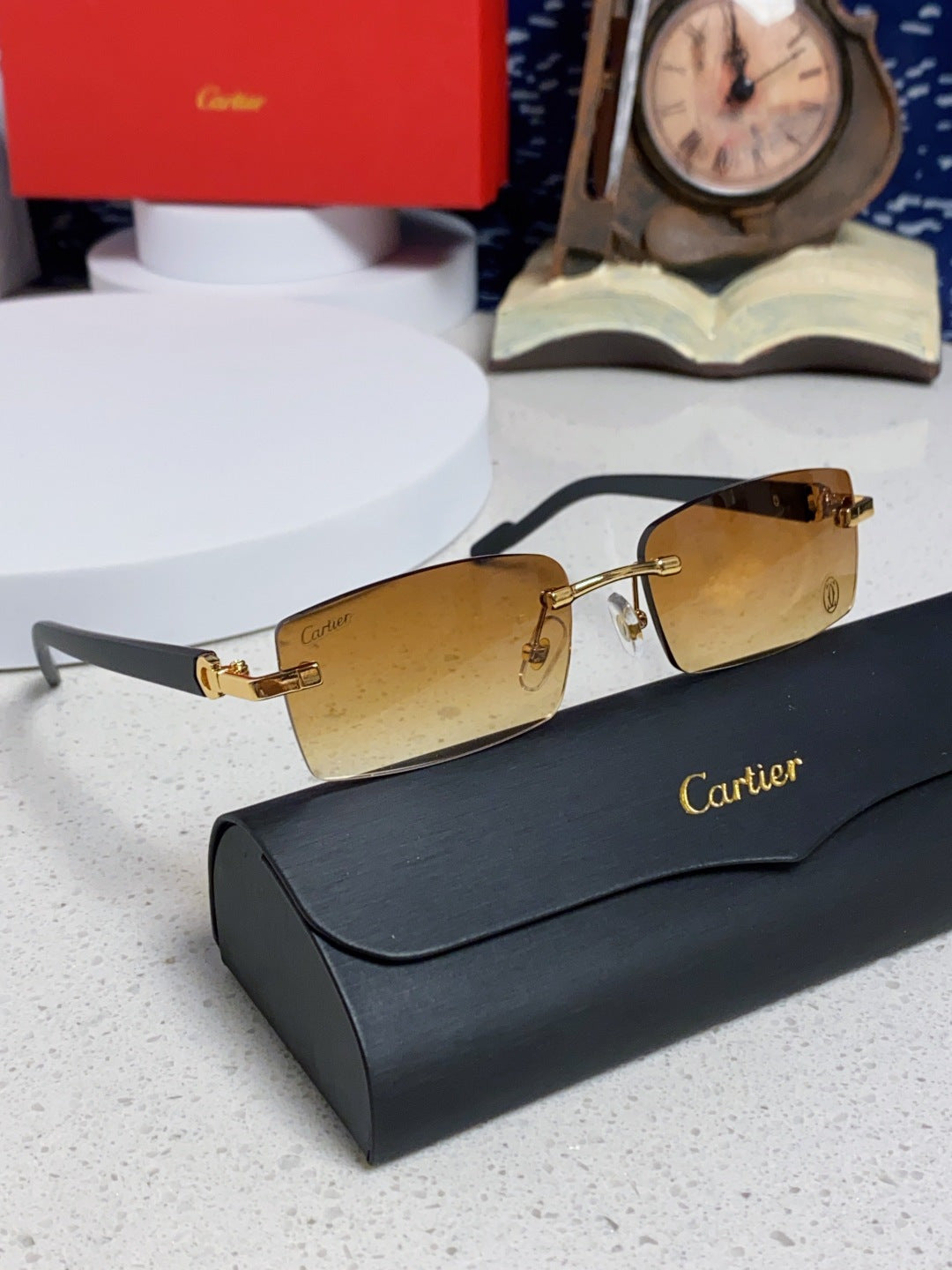 Cartier Lightweight Rimless Brown Lens Sunglasses for Men & Women - 465905 - detail image 10