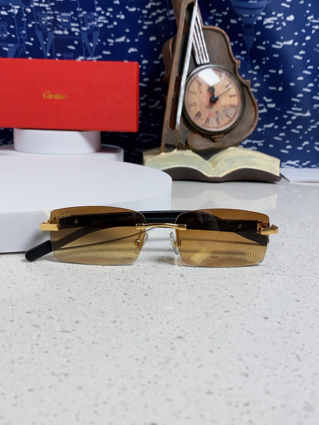 Cartier Lightweight Rimless Brown Lens Sunglasses for Men & Women - 465905 - detail image 9