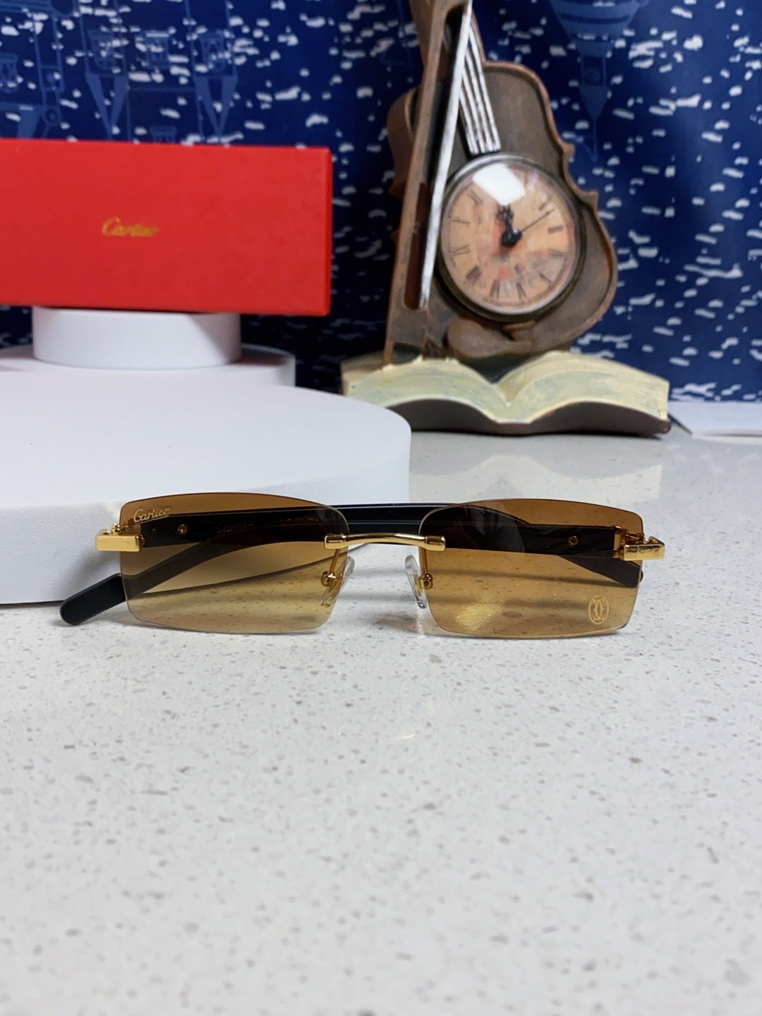 Cartier Lightweight Rimless Brown Lens Sunglasses for Men & Women - 465905 - detail image 9