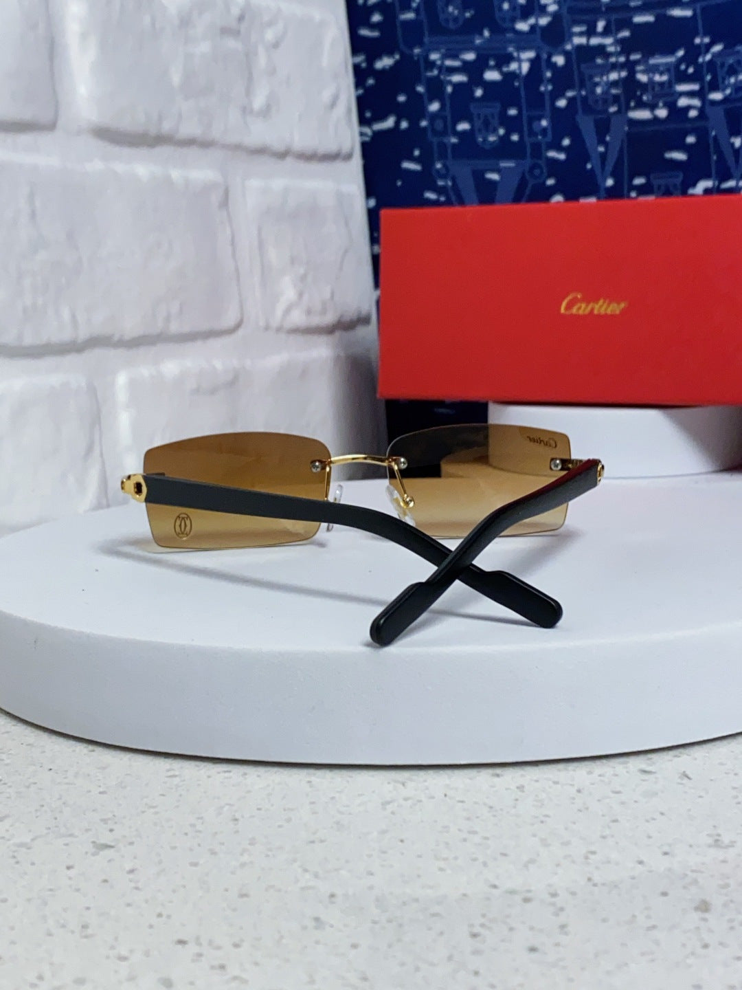Cartier Lightweight Rimless Brown Lens Sunglasses for Men & Women - 465905 - detail image 3