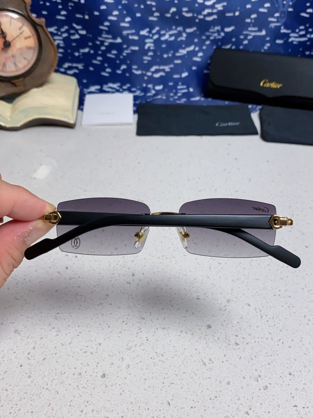Cartier Lightweight Rimless Silver Lens Sunglasses for Men & Women - 465906 - detail image 5