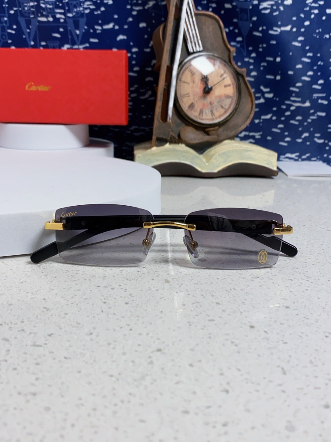 Cartier Lightweight Rimless Silver Lens Sunglasses for Men & Women - 465906 - detail image 9