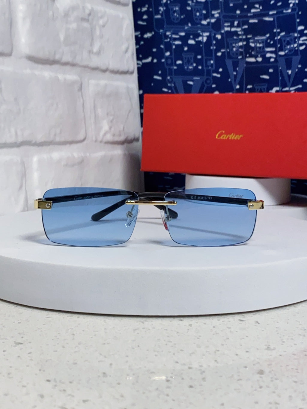 Cartier Metal Fashion Blue Lens Sunglasses for Men & Women