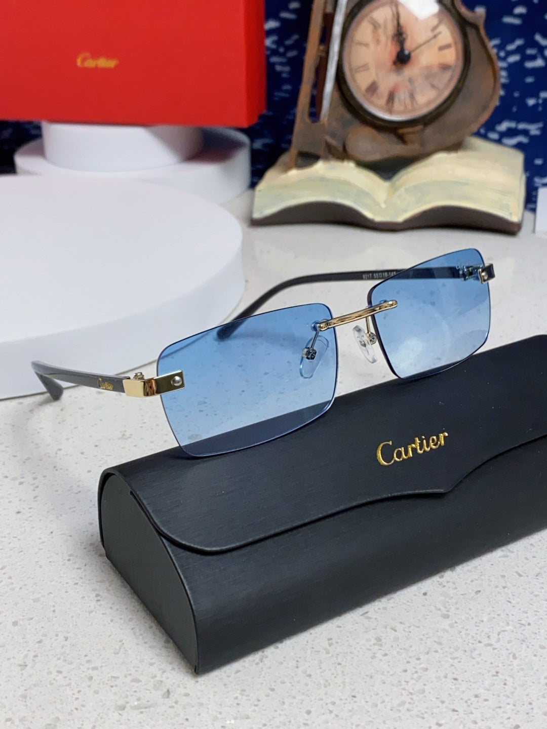 Cartier Metal Fashion Blue Lens Sunglasses for Men & Women - detail image 9