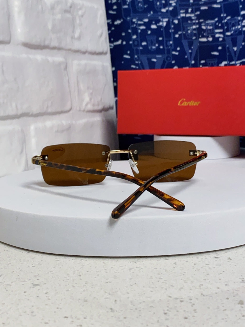Cartier Metal Fashion Brown Lens Sunglasses for Men & Women - 465898 - detail image 3