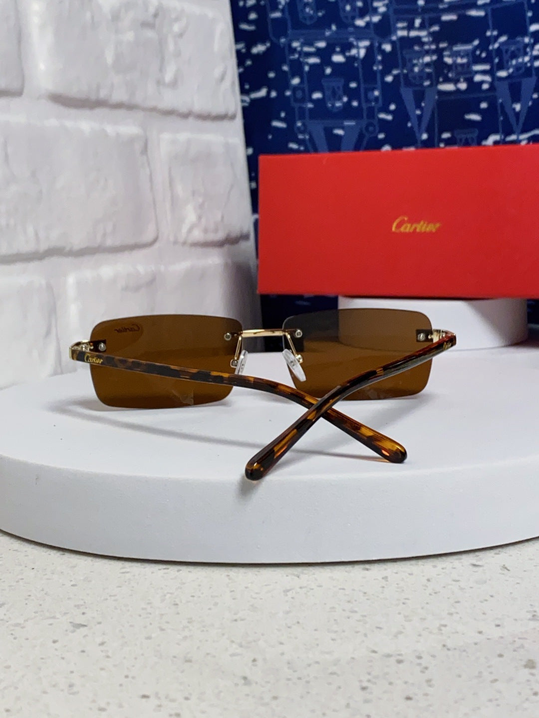 Cartier Metal Fashion Brown Lens Sunglasses for Men & Women - 465898 - detail image 3