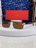 Cartier Metal Fashion Brown Lens Sunglasses for Men & Women - 465898