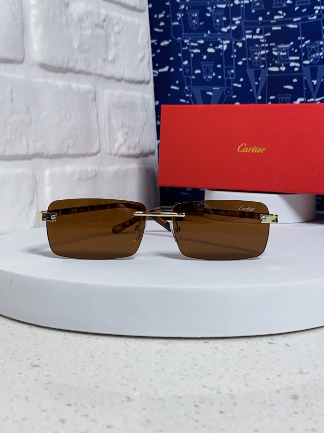 Cartier Metal Fashion Brown Lens Sunglasses for Men & Women - 465898 - detail image 2
