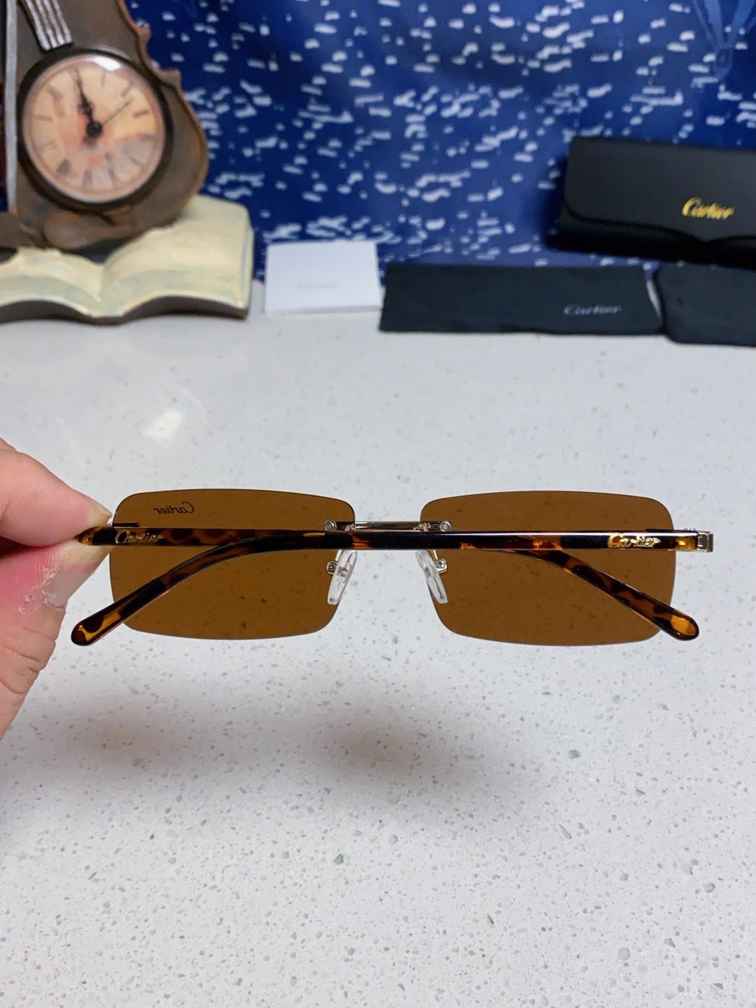 Cartier Metal Fashion Brown Lens Sunglasses for Men & Women - 465898 - detail image 5