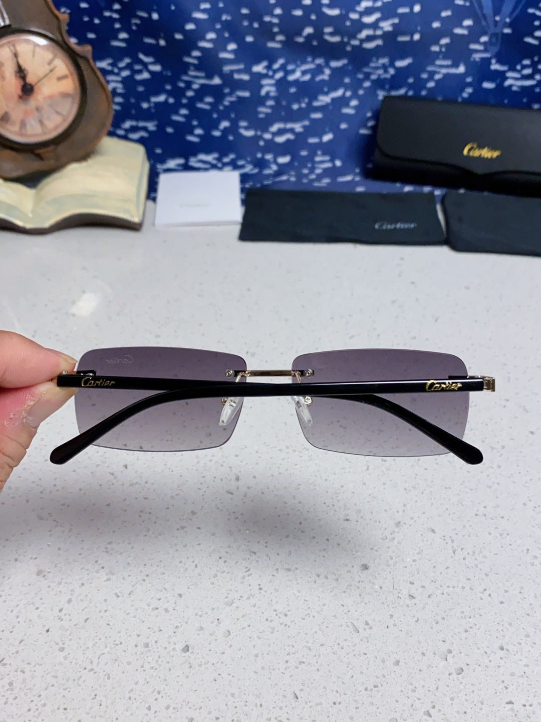 Cartier Metal Fashion Silver Lens Sunglasses for Men & Women - 465899 - detail image 5