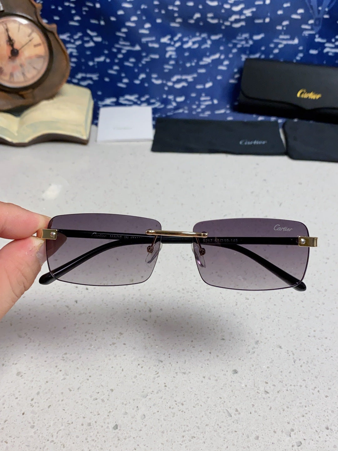 Cartier Metal Fashion Silver Lens Sunglasses for Men & Women - 465899 - detail image 4