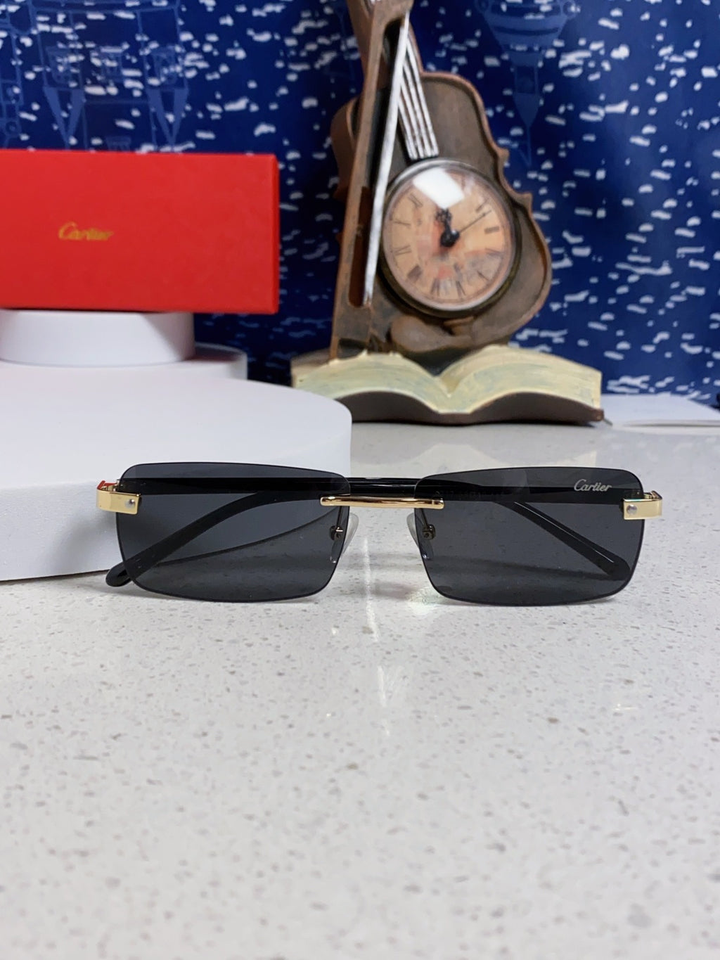 Cartier Metal Fashion Black Lens Sunglasses for Men & Women - detail image 8