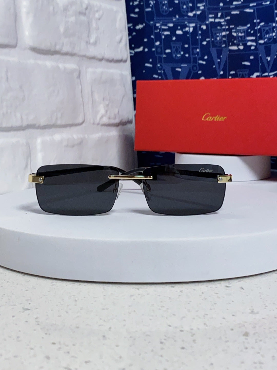 Cartier Metal Fashion Black Lens Sunglasses for Men & Women