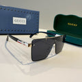 Gucci Metal Aviator Black Lens Sunglasses for Men & Women - 448772