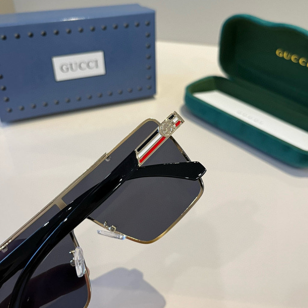 Gucci Metal Aviator Black Lens Sunglasses for Men & Women - 448772 - detail image 8
