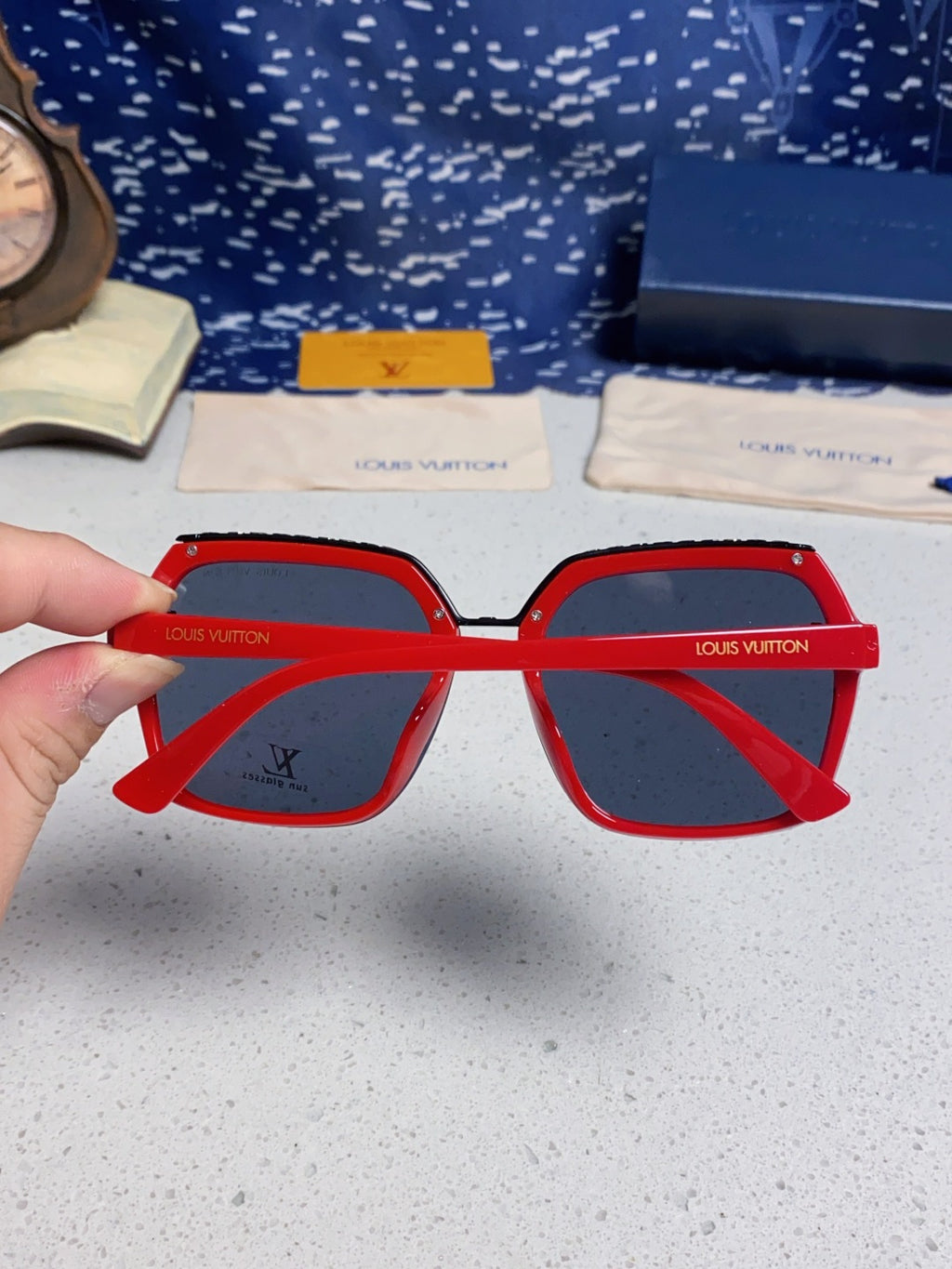 Louis Vuitton Polarized Square Blue Lens Sunglasses for Women - 431110 - detail image 5