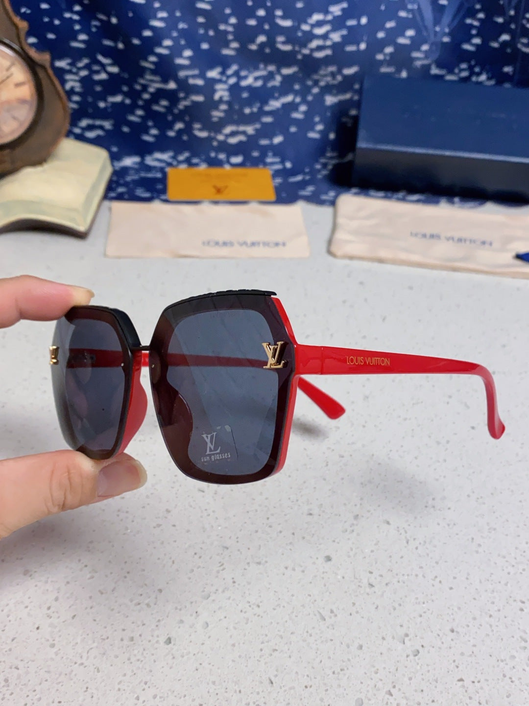 Louis Vuitton Polarized Square Blue Lens Sunglasses for Women - 431110 - detail image 6