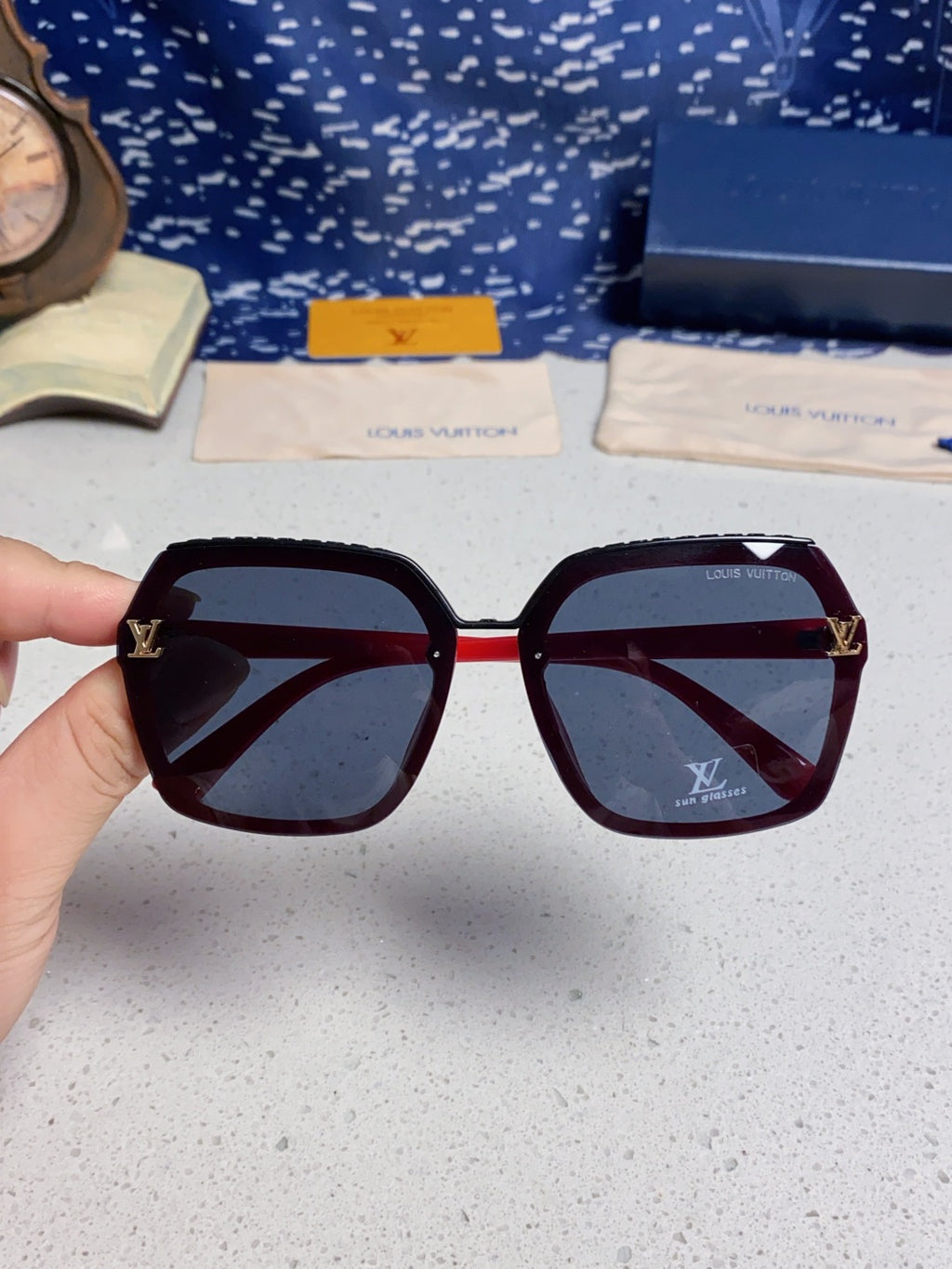 Louis Vuitton Polarized Square Blue Lens Sunglasses for Women - 431110 - detail image 4