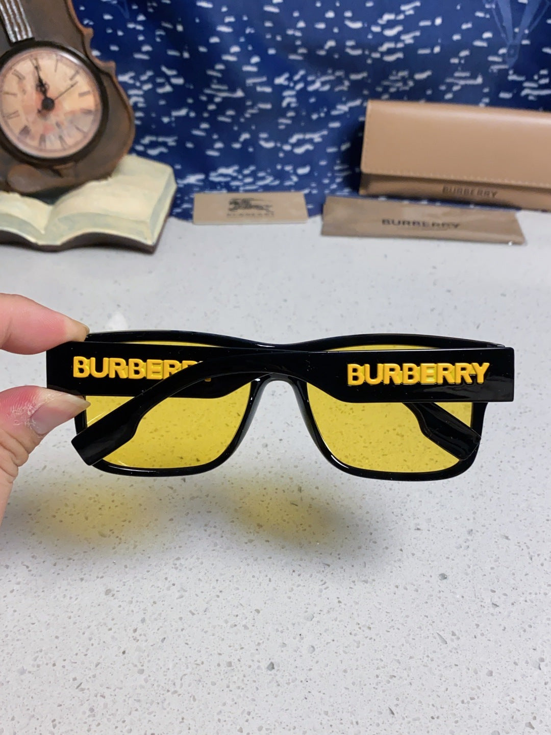 Burberry Polarized Square Yellow Lens Sunglasses for Men & Women - detail image 5