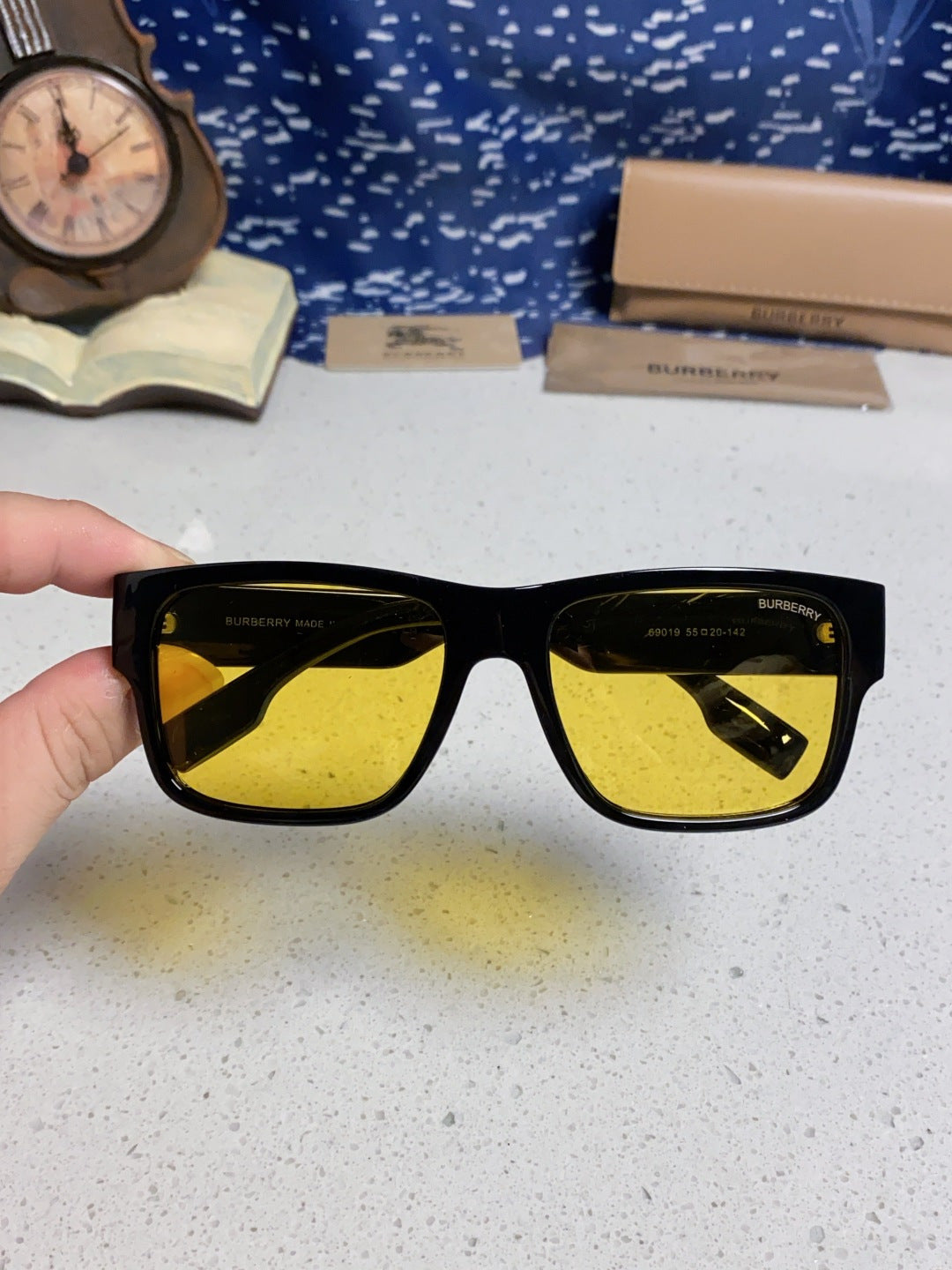 Burberry Polarized Square Yellow Lens Sunglasses for Men & Women - 867195 - detail image 4