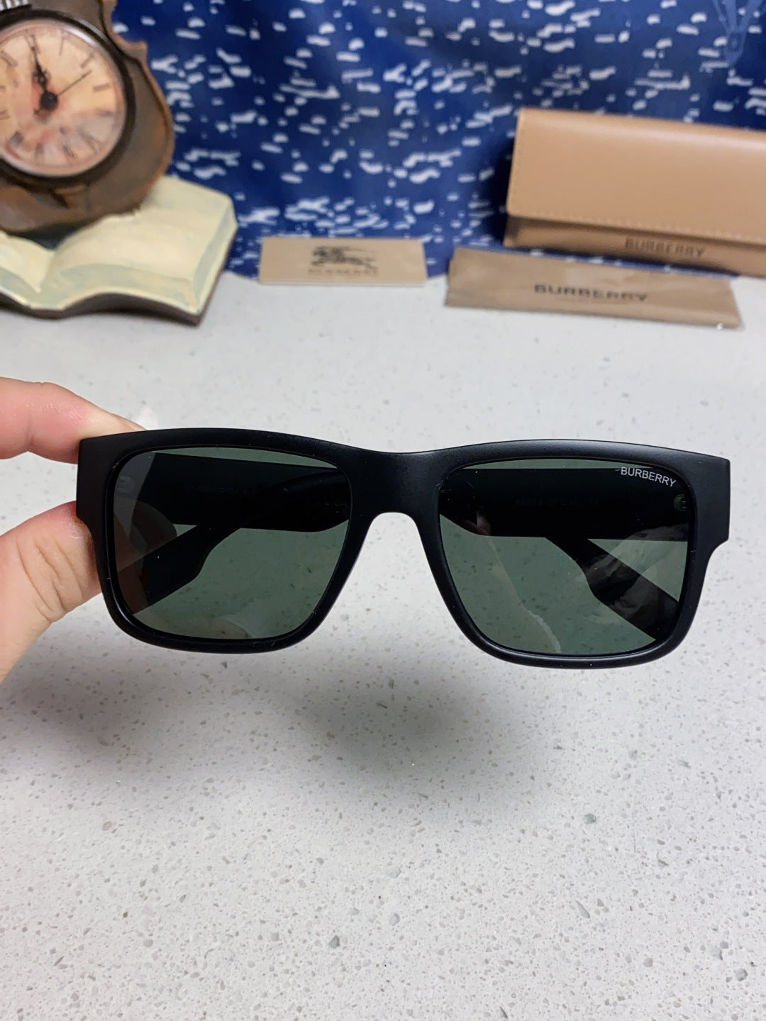Burberry Polarized Square Gray Lens Sunglasses for Men & Women - detail image 4