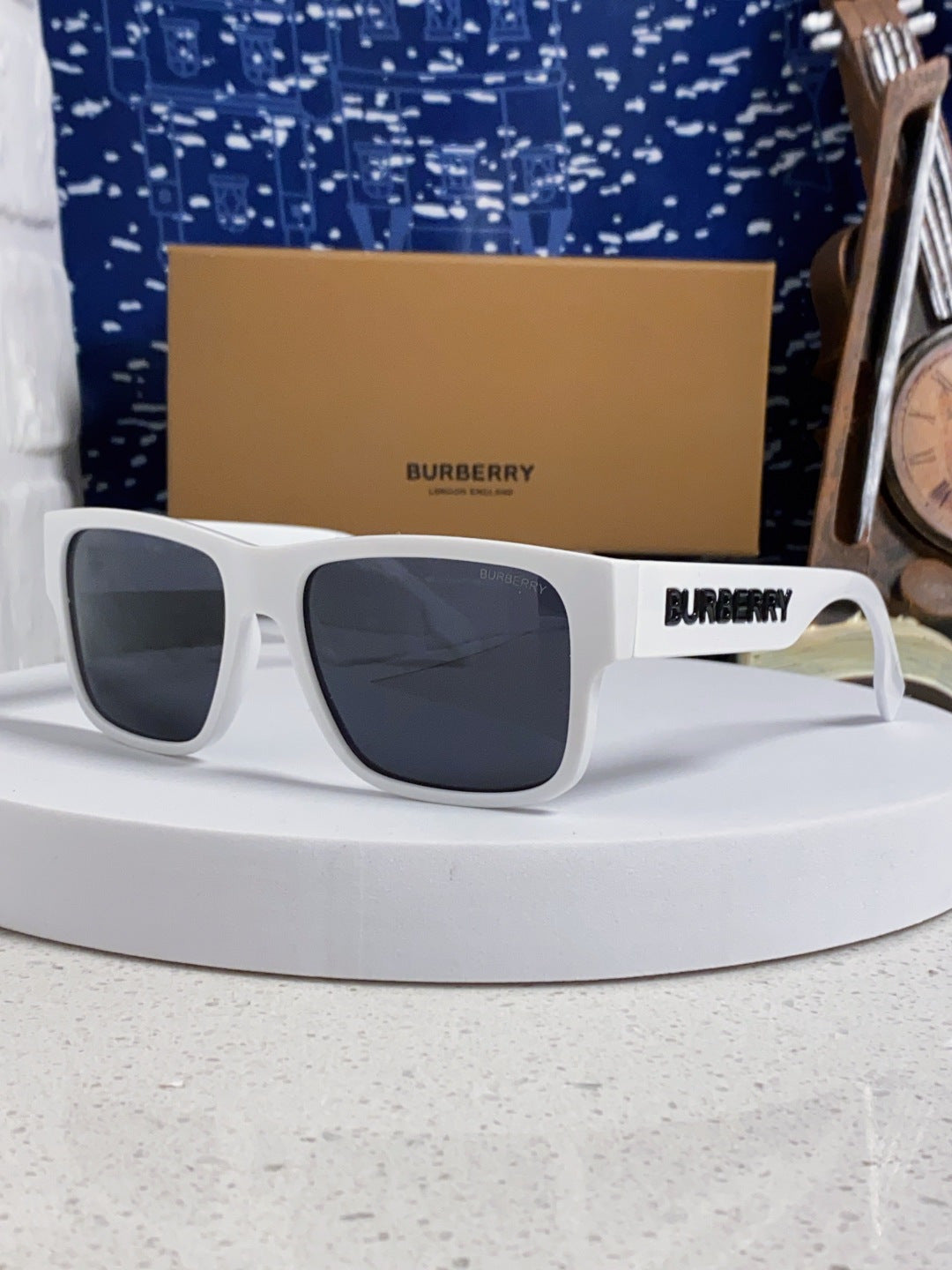 Burberry Polarized Square Silver Lens Sunglasses for Men & Women - 416053