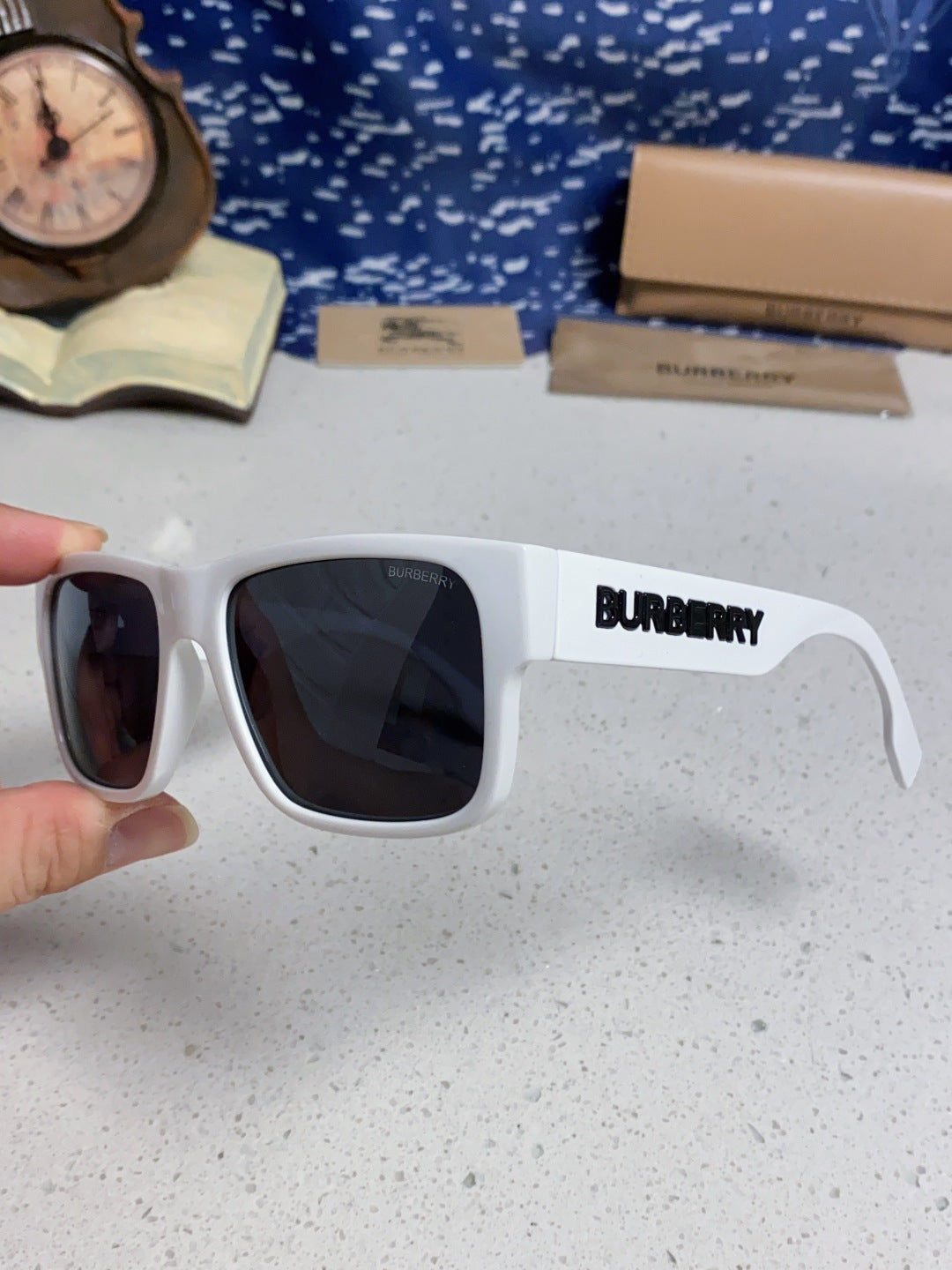 Burberry Polarized Square Silver Lens Sunglasses for Men & Women - detail image 6