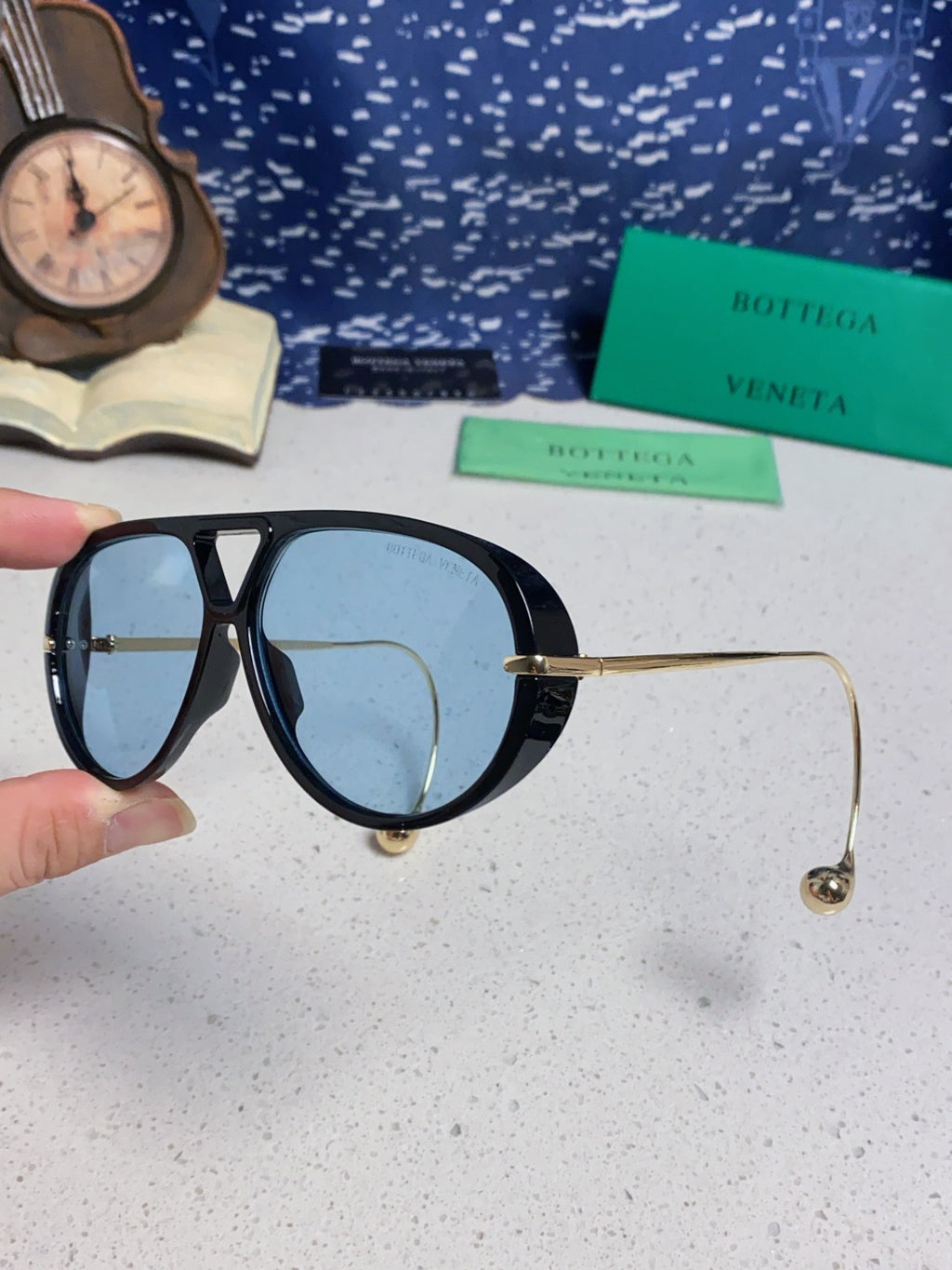 Bottega Veneta BV1273 Aviator Blue Lens Sunglasses for Men & Women - 416430 - detail image 6