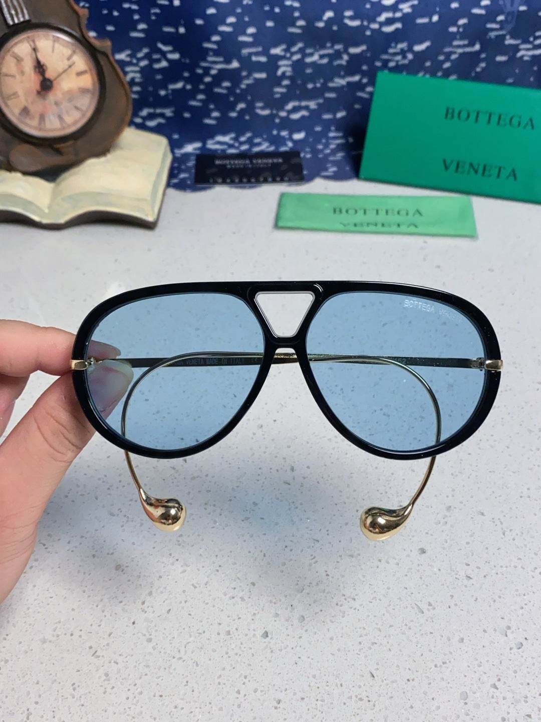 Bottega Veneta BV1273 Aviator Blue Lens Sunglasses for Men & Women - 416430 - detail image 4