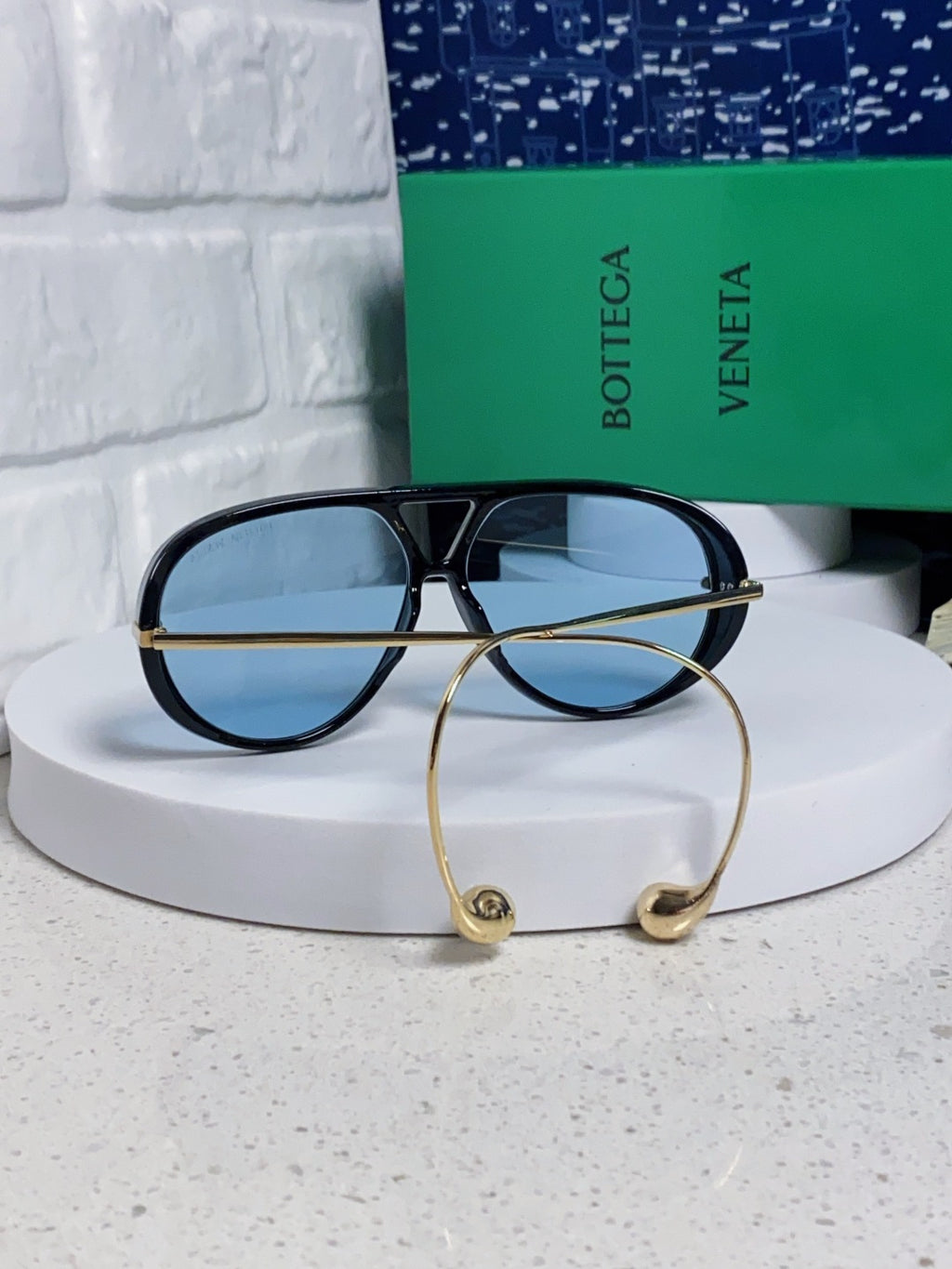 Bottega Veneta BV1273 Aviator Blue Lens Sunglasses for Men & Women - detail image 3