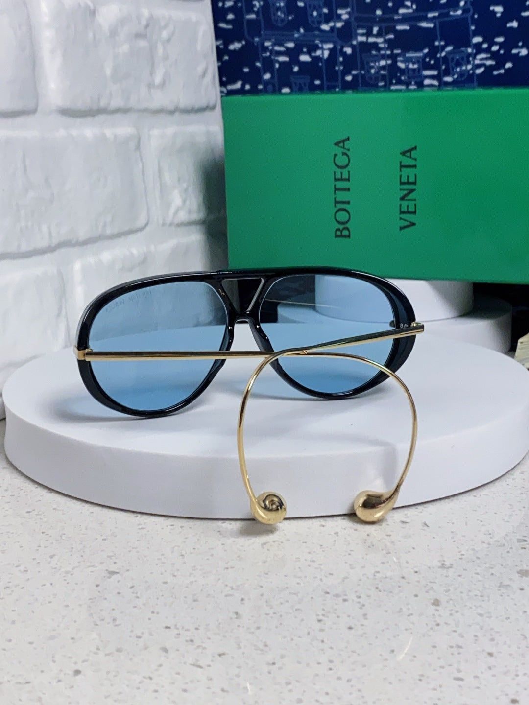 Bottega Veneta BV1273 Aviator Blue Lens Sunglasses for Men & Women - detail image 3