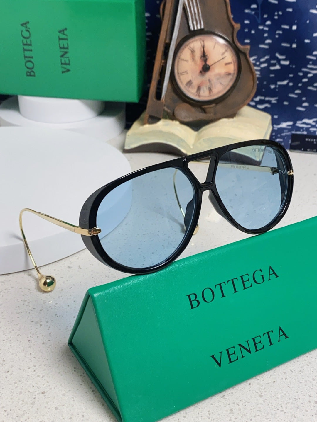 Bottega Veneta BV1273 Aviator Blue Lens Sunglasses for Men & Women - detail image 9