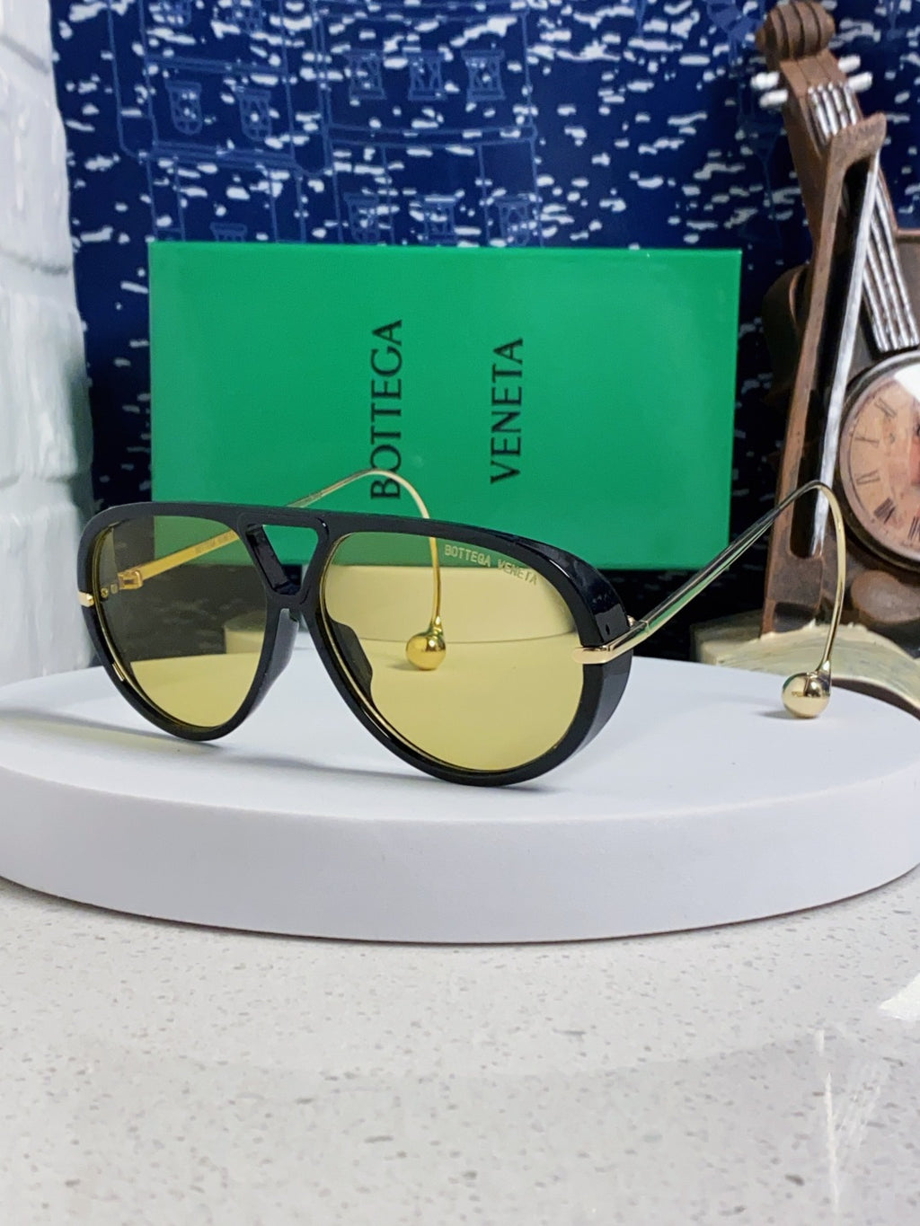 Bottega Veneta BV1273 Aviator Gold Lens Sunglasses for Men & Women - detail image 2