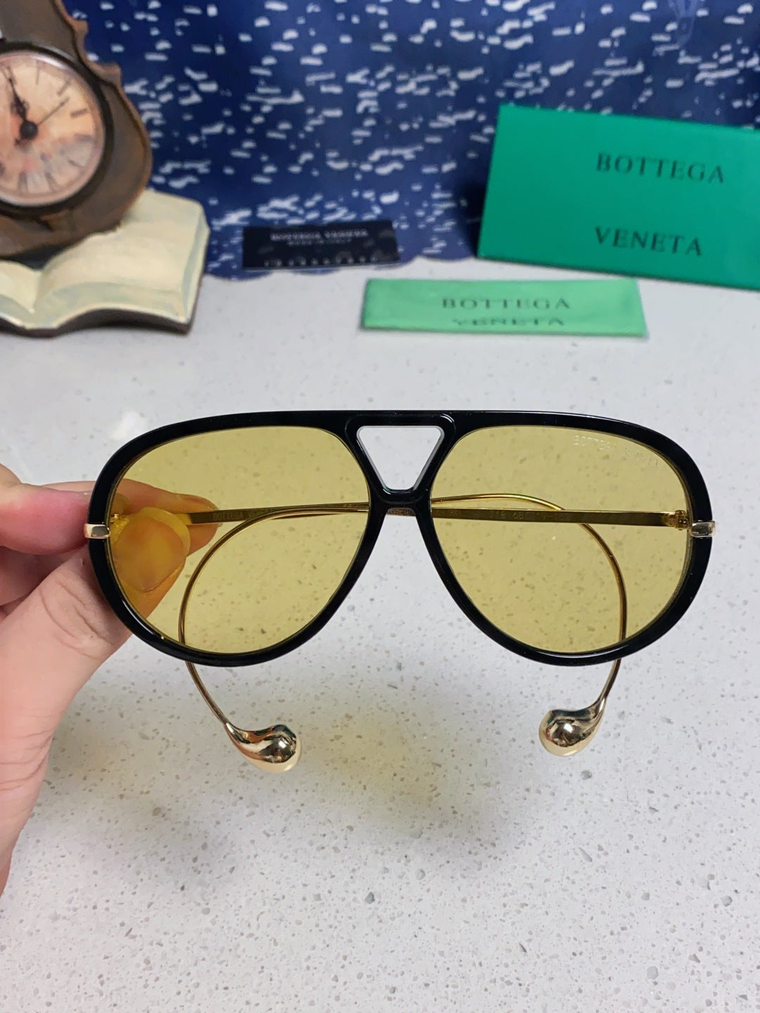Bottega Veneta BV1273 Aviator Gold Lens Sunglasses for Men & Women - 416431 - detail image 5