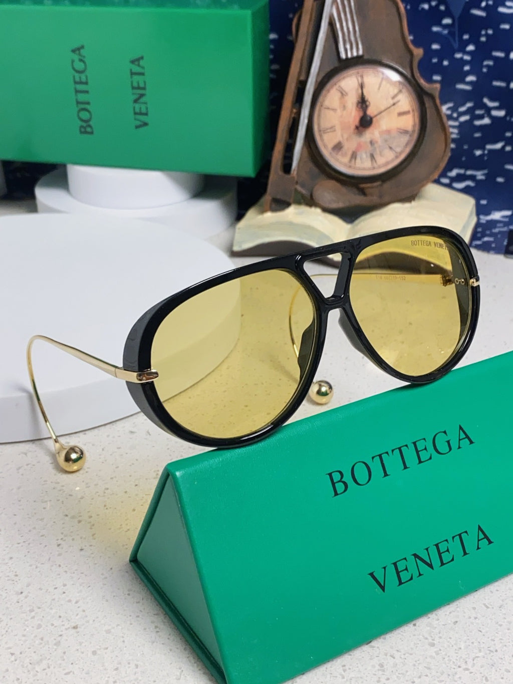 Bottega Veneta BV1273 Aviator Gold Lens Sunglasses for Men & Women - detail image 10