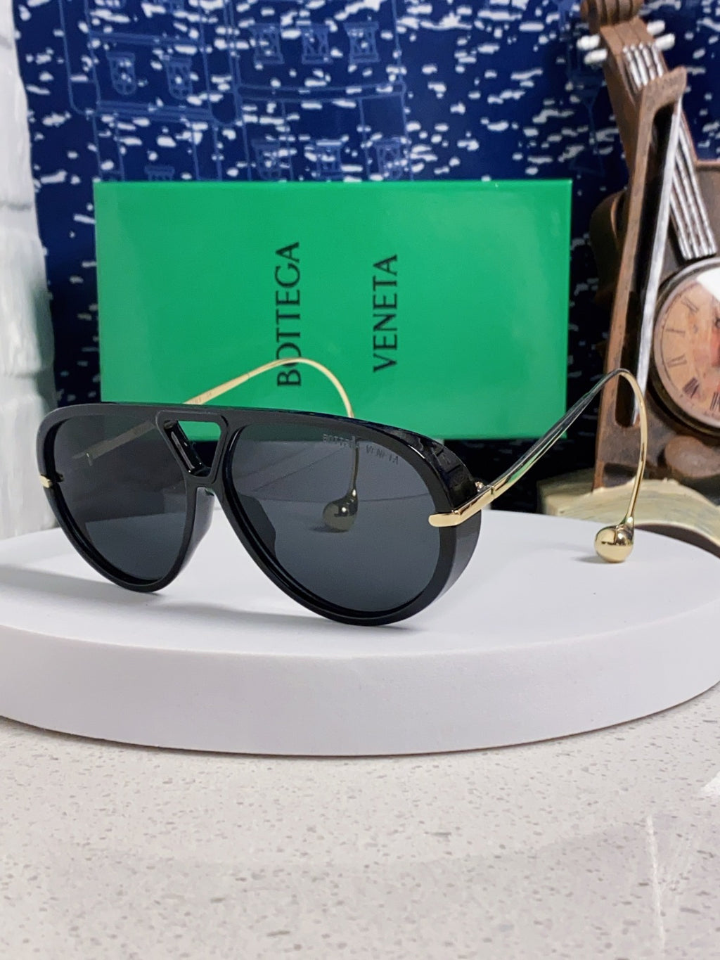 Bottega Veneta BV1273 Aviator Black Lens Sunglasses for Men & Women