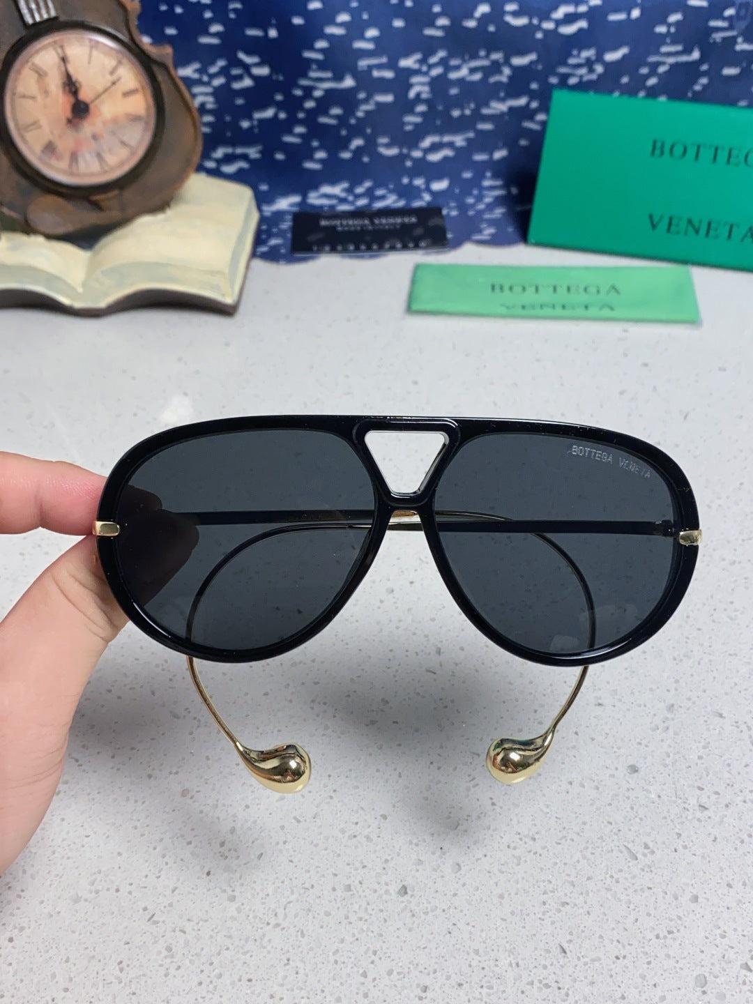 Bottega Veneta BV1273 Aviator Black Lens Sunglasses for Men & Women - detail image 4