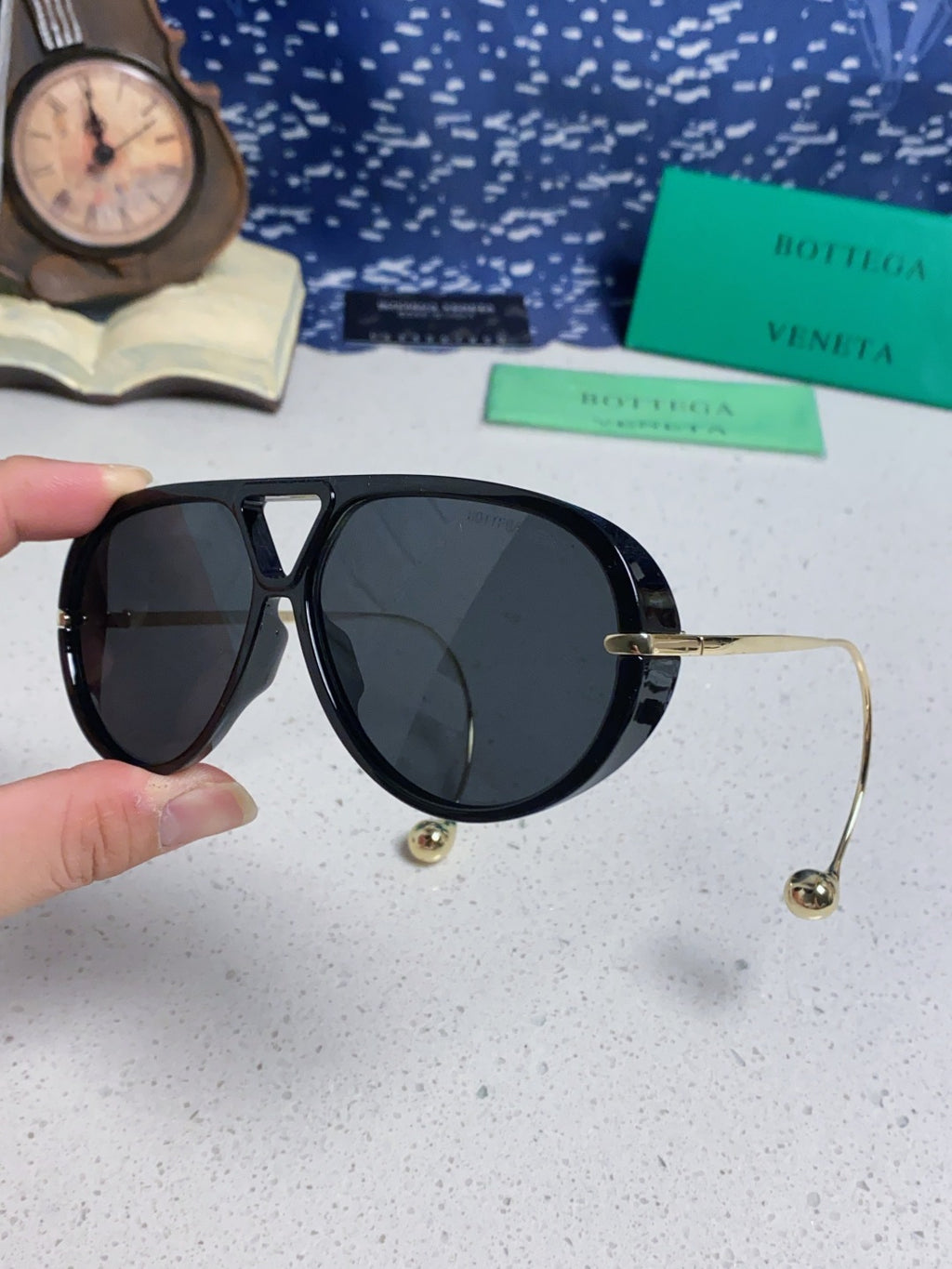 Bottega Veneta BV1273 Aviator Black Lens Sunglasses for Men & Women - detail image 6