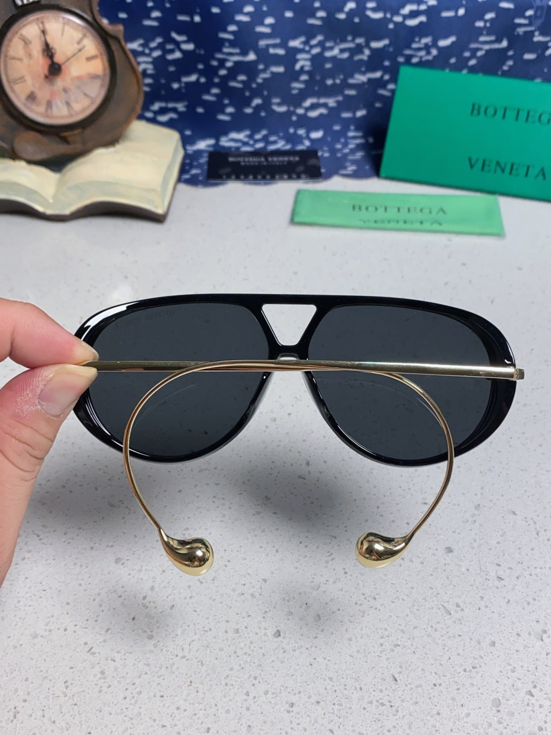 Bottega Veneta BV1273 Aviator Black Lens Sunglasses for Men & Women - detail image 5
