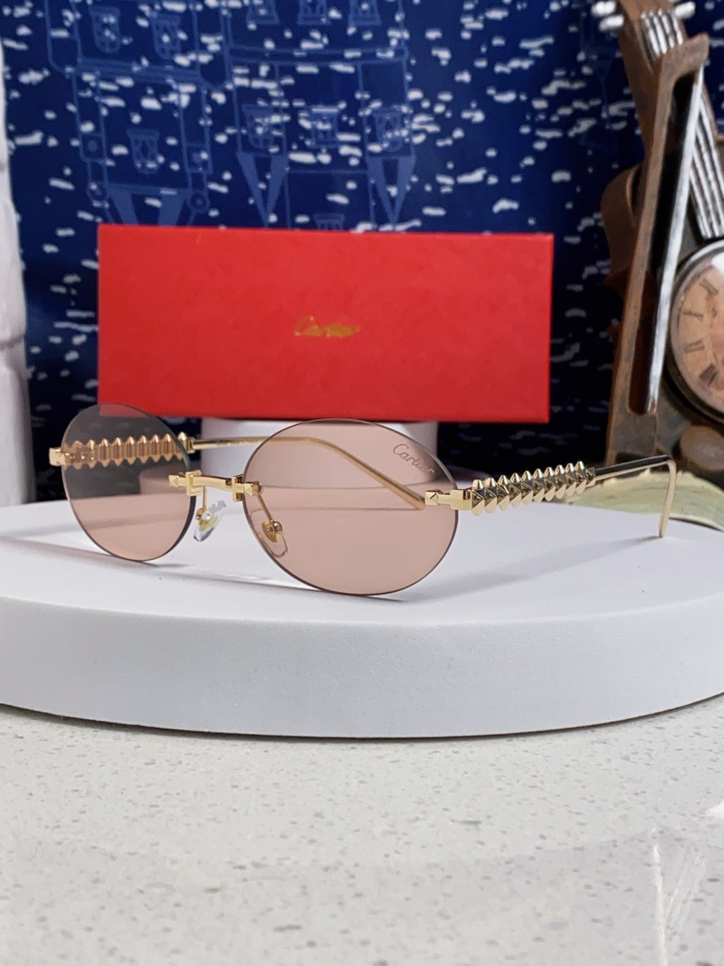 Cartier Lightweight Rimless Silver Lens Sunglasses for Men & Women - 415836