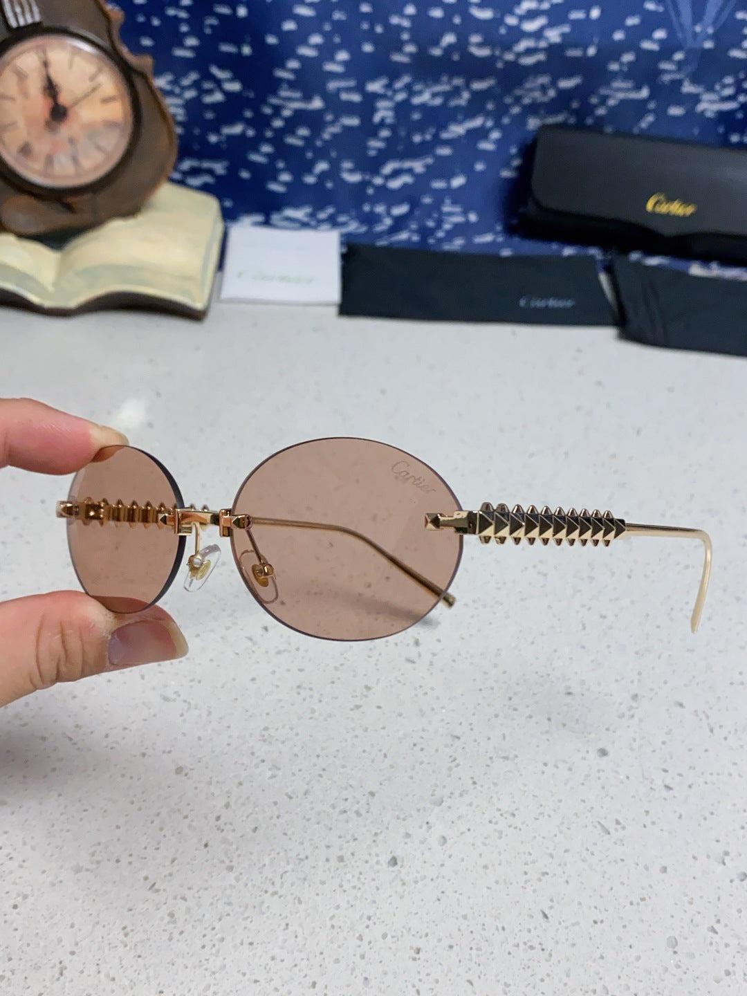 Cartier Lightweight Rimless Silver Lens Sunglasses for Men & Women - 415836 - detail image 6