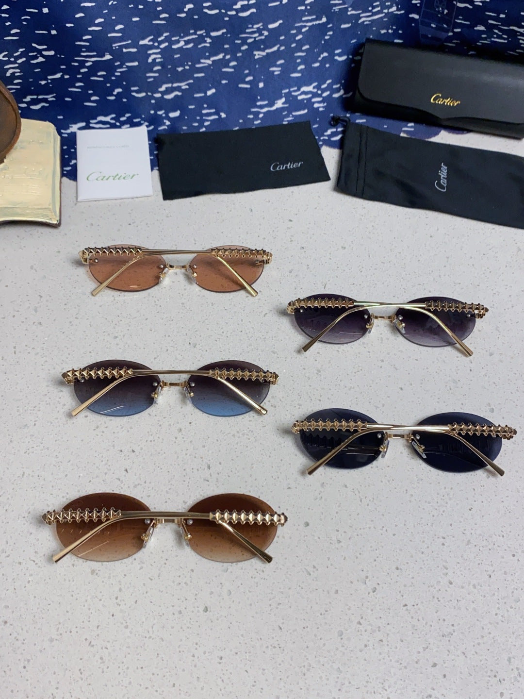 Cartier Lightweight Rimless Silver Lens Sunglasses for Men & Women - 449570 - detail image 11