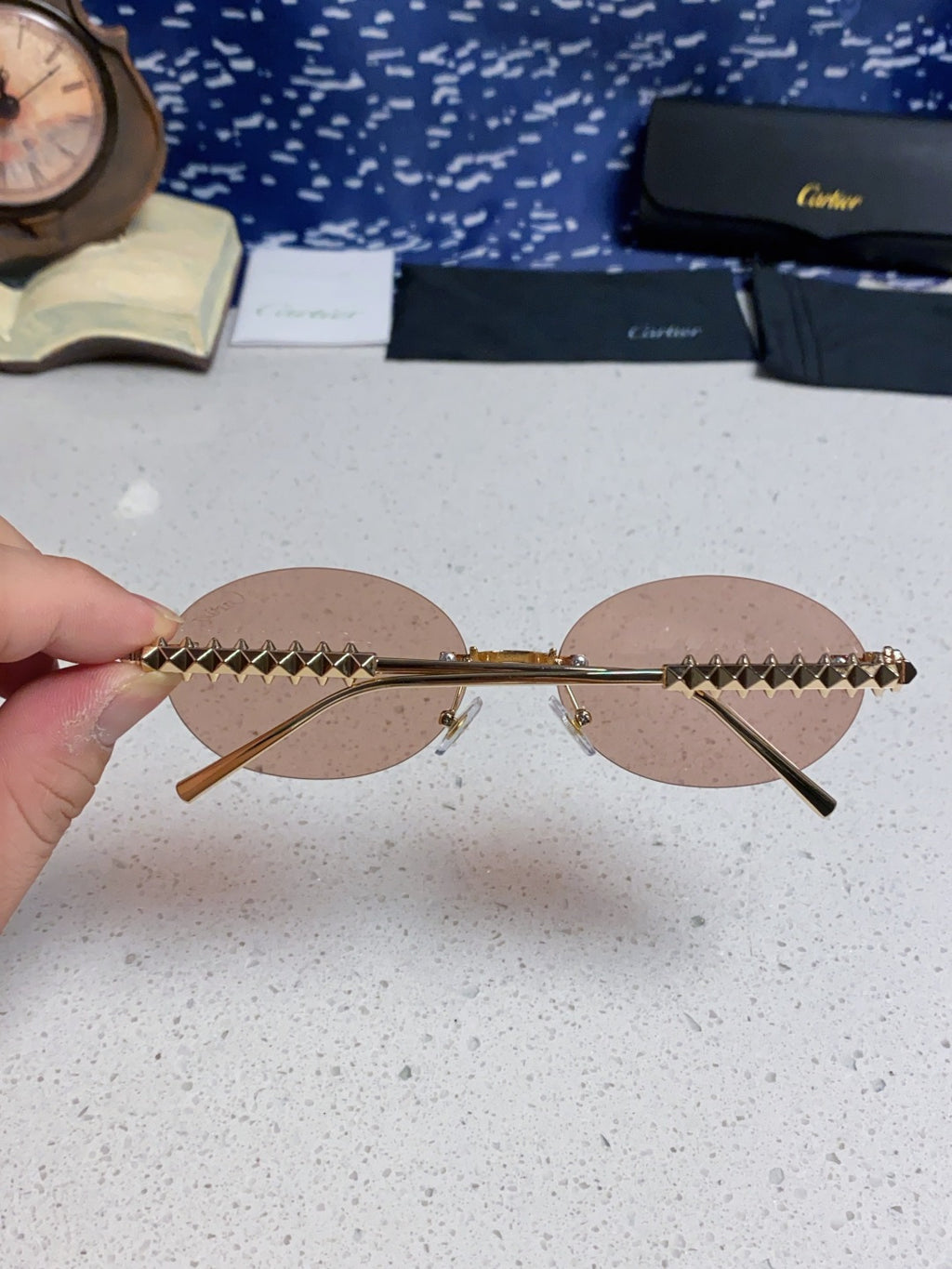 Cartier Lightweight Rimless Silver Lens Sunglasses for Men & Women - 449570 - detail image 5