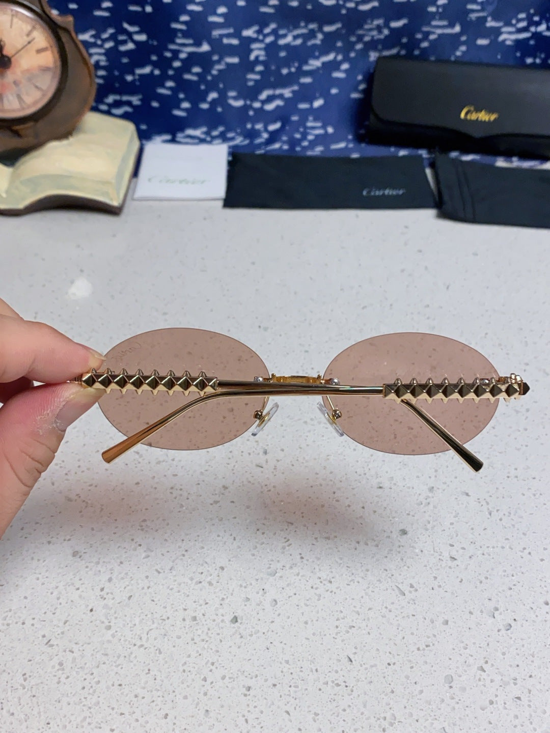 Cartier Lightweight Rimless Silver Lens Sunglasses for Men & Women - 415836 - detail image 5