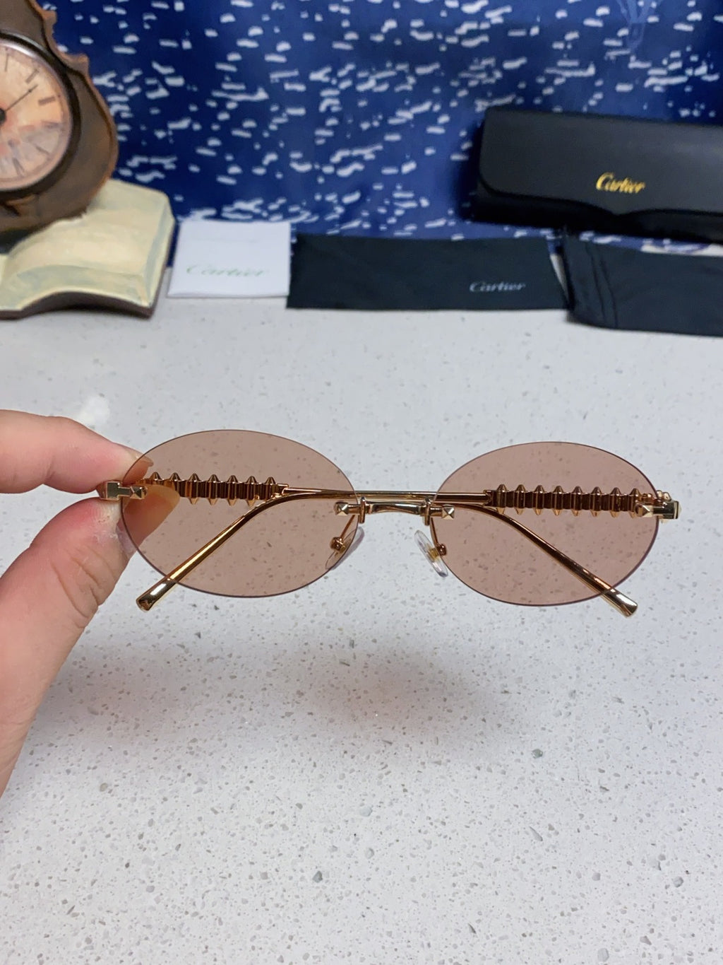 Cartier Lightweight Rimless Silver Lens Sunglasses for Men & Women - 449570 - detail image 4