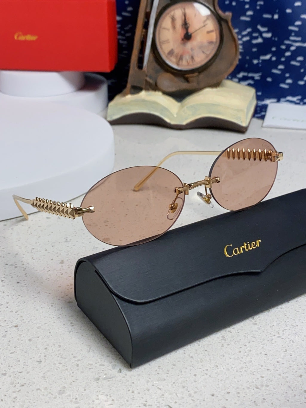 Cartier Lightweight Rimless Silver Lens Sunglasses for Men & Women - 449570 - detail image 10