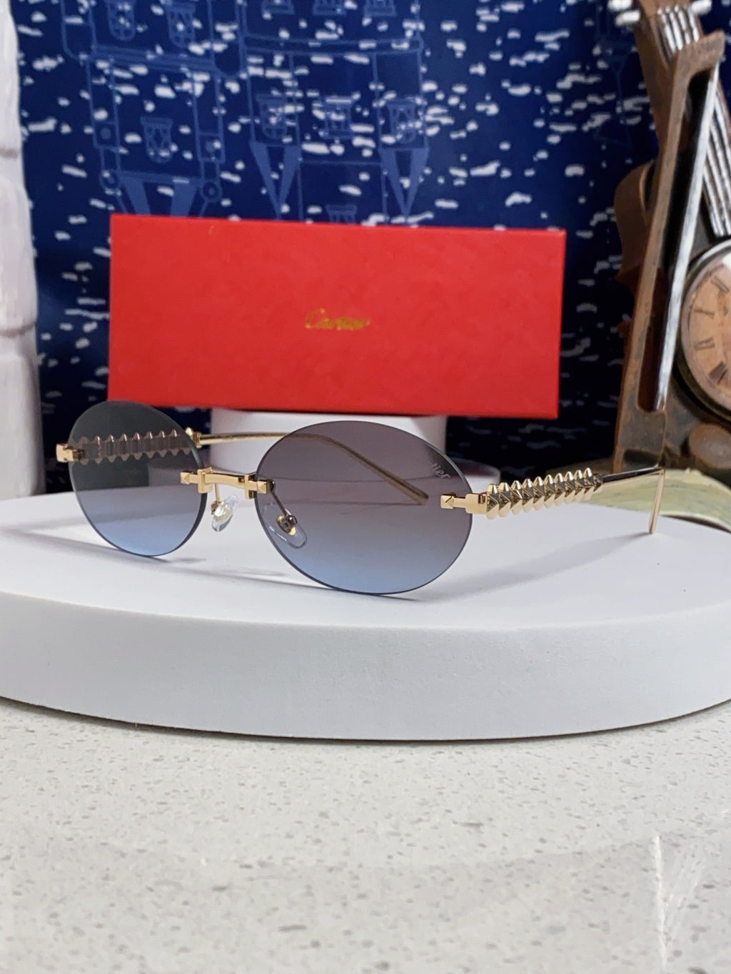 Cartier Lightweight Rimless Silver Lens Sunglasses for Men & Women - 449429