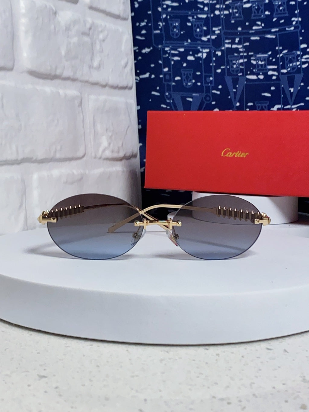 Cartier Lightweight Rimless Silver Lens Sunglasses for Men & Women - 449429 - detail image 2
